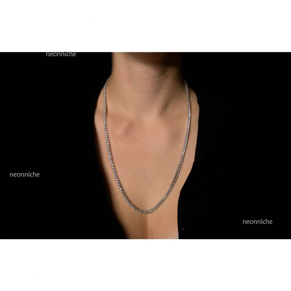 3MM-5MM Width Personalized Vintage 14k Solid White Gold With VVS VS CVD Round Cut IGI GIA Certified Lab Grown Dia Tennis Necklace