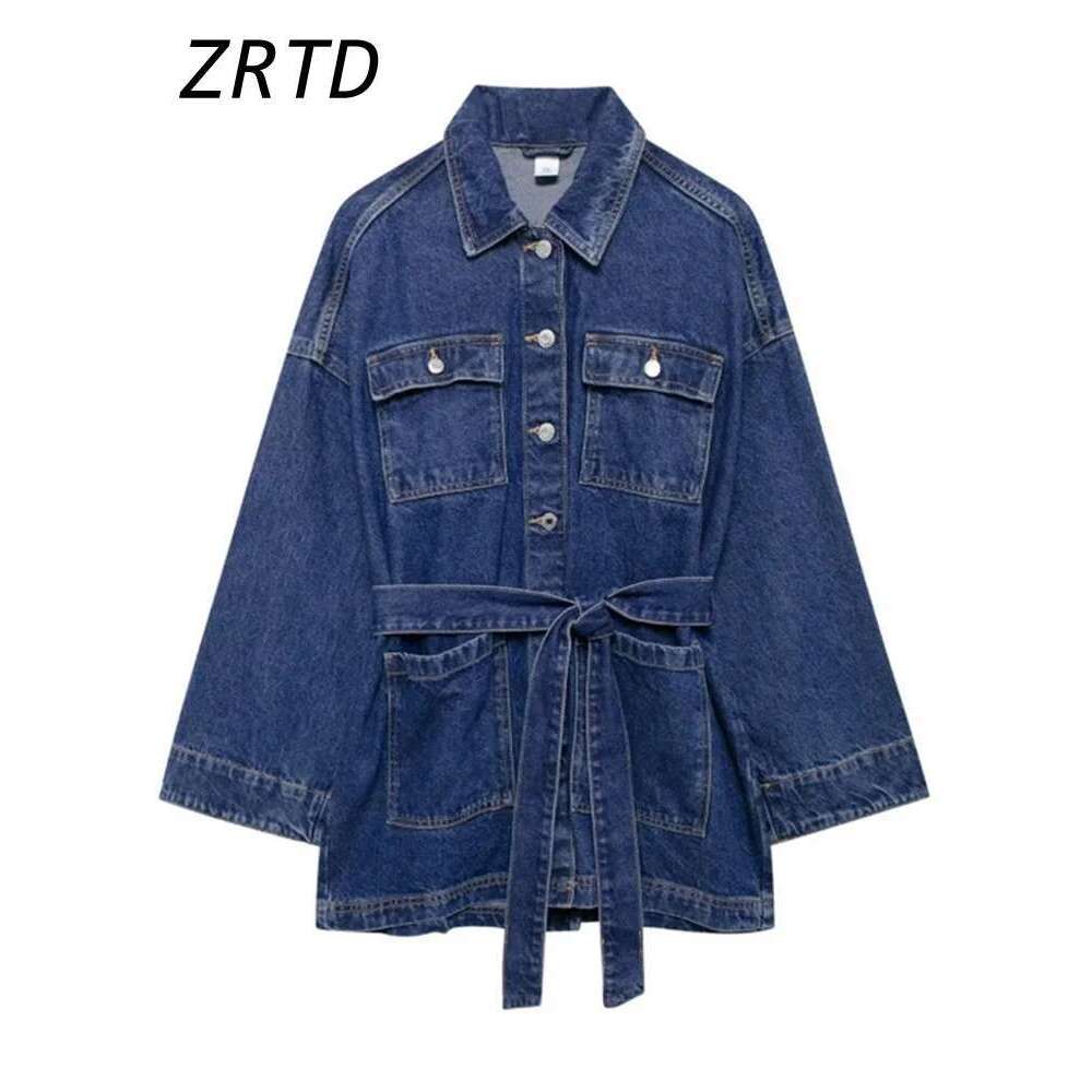 Street Women's Denim Jackets With Belt Slim Lapel Single-Breasted Pockets Washed Jacket 2025 Spring Lady Y2k Casual Outwear New