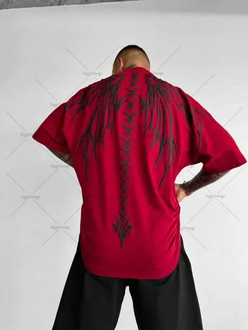 New Gothic Skull Pattern Short Sleeve Mens Hip Hop Top Y2K Street Harajuku Short Sleeve Fashion Punk T-shirt M250411