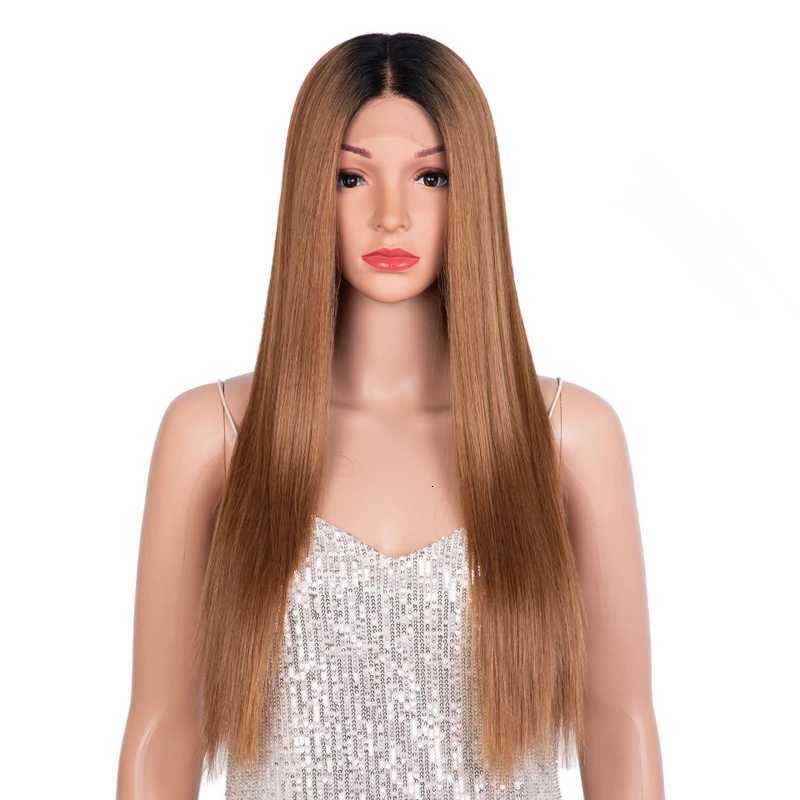 Synthetic Lace Front Wigs For Black Women Brown Blonde Color Hair Long straight Wig 28inch Lace Wig Heat Resistant Cosplay WigsT251111