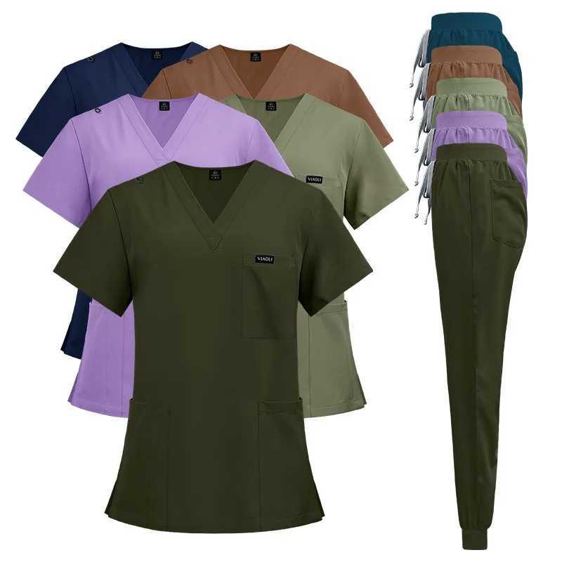 Multilcolors Hospital Medical Scrub Set Womens Scrub Set Beauty Work Clothes Nurse Accessories Dental Surgical Clothes X250410