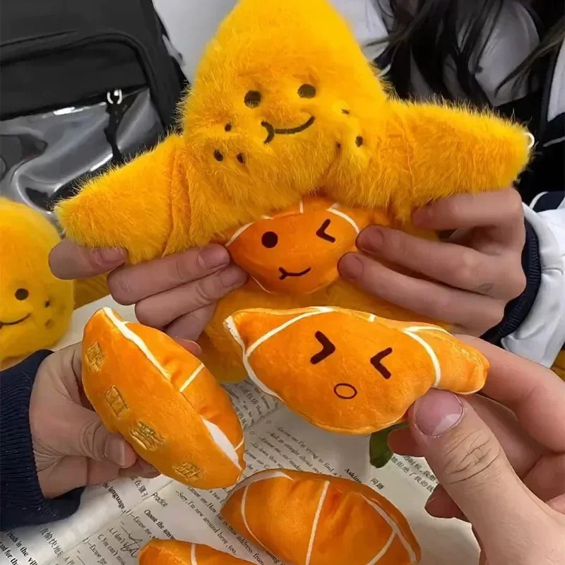 Kawaii Peelable Orange Segments Fruit Plush Toy Stuffed Soft Simulation Food Keychain Backpack Pendant Cartoon Toy Doll Kid Gift 251110