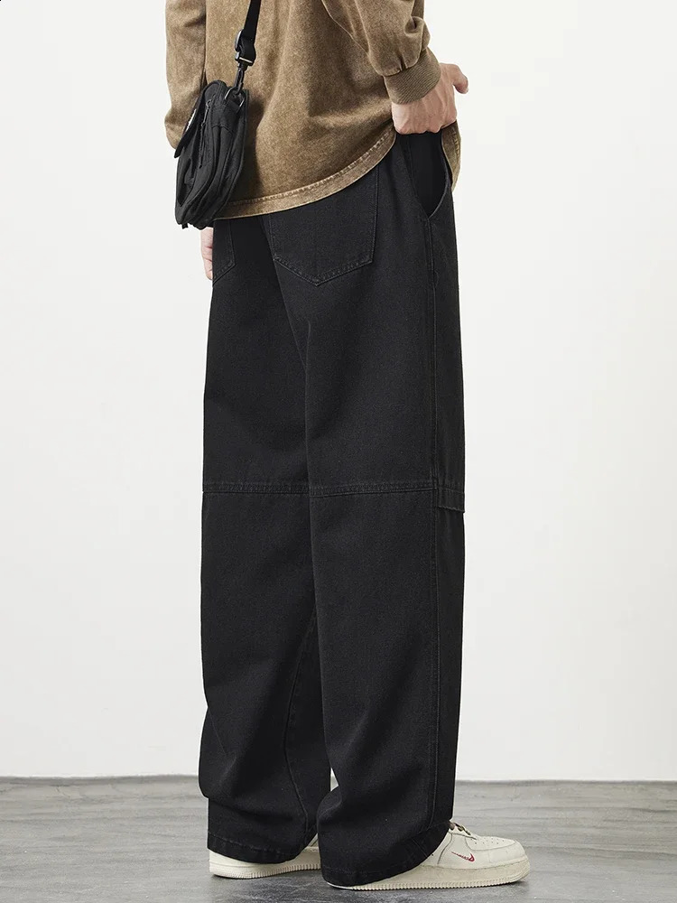 Mens jeans 8XL retro blue plus size string wide leg Korean cotton casual straight 6XL 7XL 250411Z