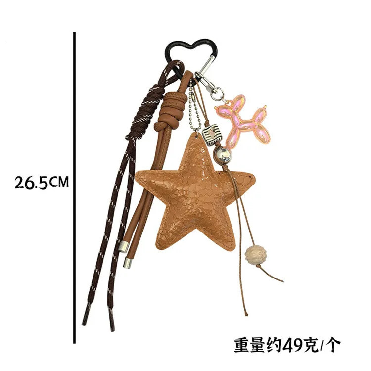 Y2k Leather Rope Keychain Star Cute Dachshund Bag Pendant 3d Creative Cartoon Keyring Anti-lost Mobile Phone Lanyard Bag Pendant 251110