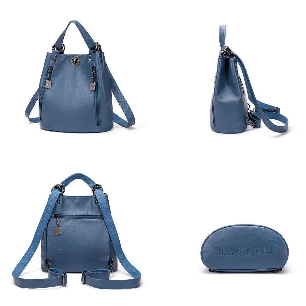 2025 New Multi functional Women's Backpack with Double Zipper, High quality Leather Backpack, Fashionable and Casual Designer Women's Should