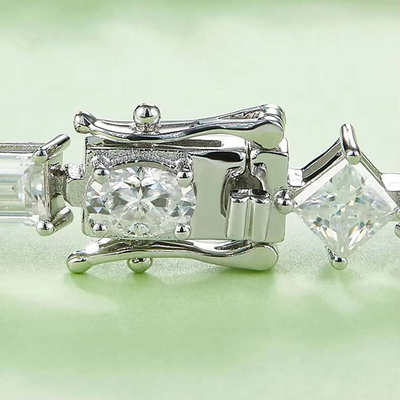 High Quality Women Moissanite Bracelet 18K Gold Plated 0.5CT Mixed Shape Moissanite Tennis Chain 925 Sterling Silver