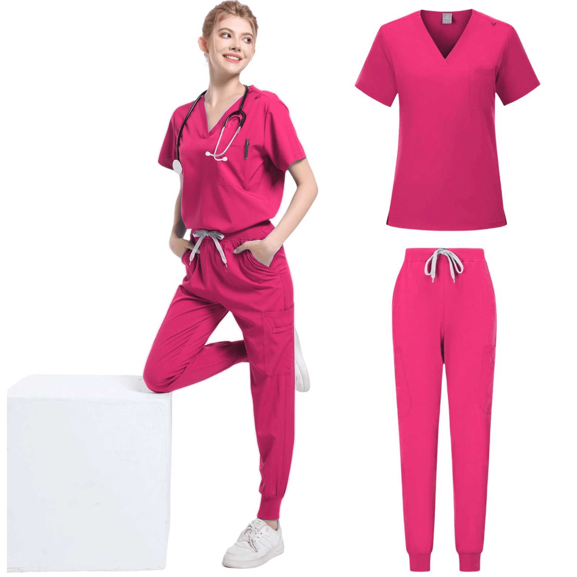 Scrubs Medical Uniforms Womens Multi Color SPA Beauty Uniform Dental Veterinary Work Uniform Neutral Pharmacy Clinic Scrub Set X250410