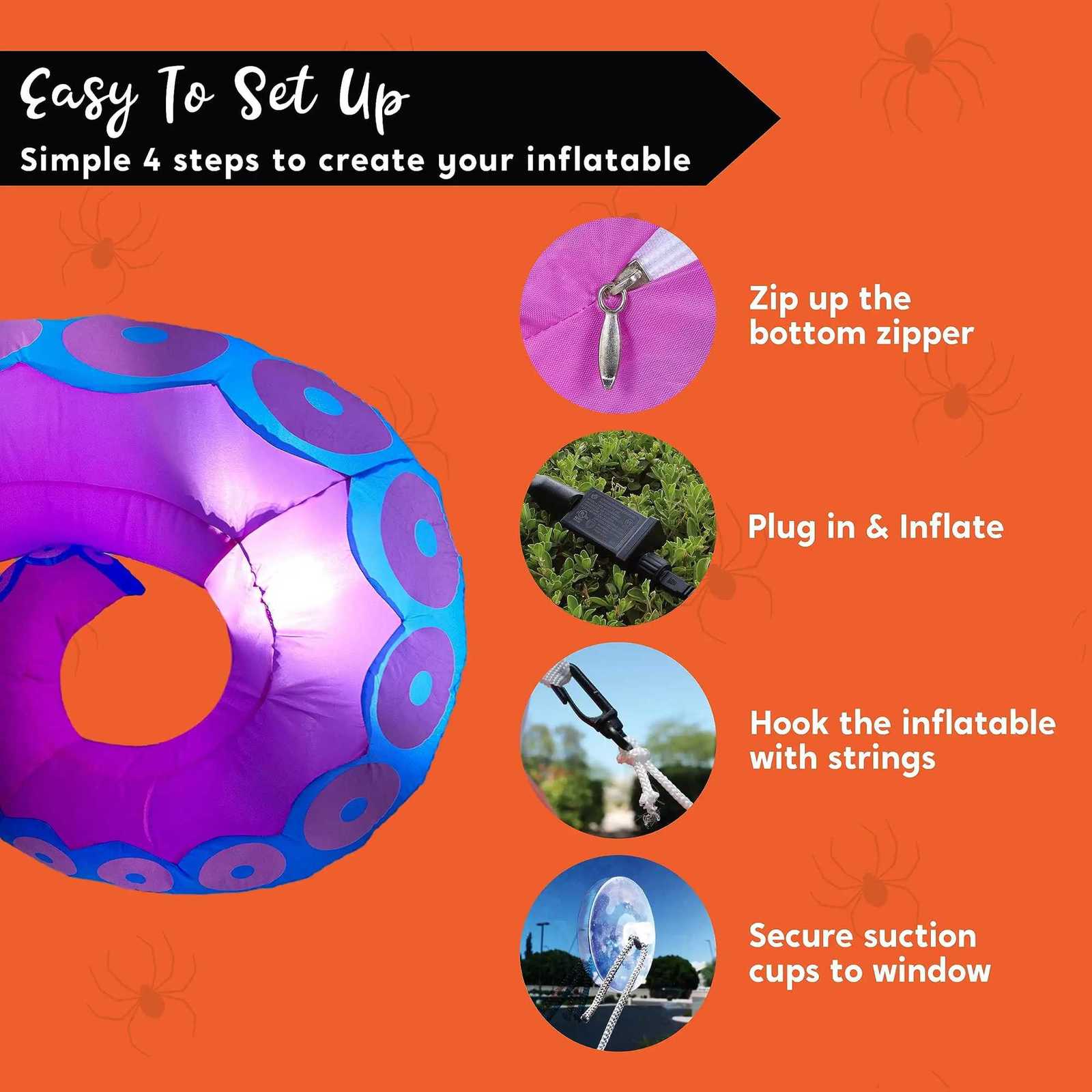 Christmas Joyfy Halloween Inflatable Outdoor 3 Pcs Giant Octopus Tentacle Broke Out from Window Blow Up Inflatable for Window Decoration Y251111