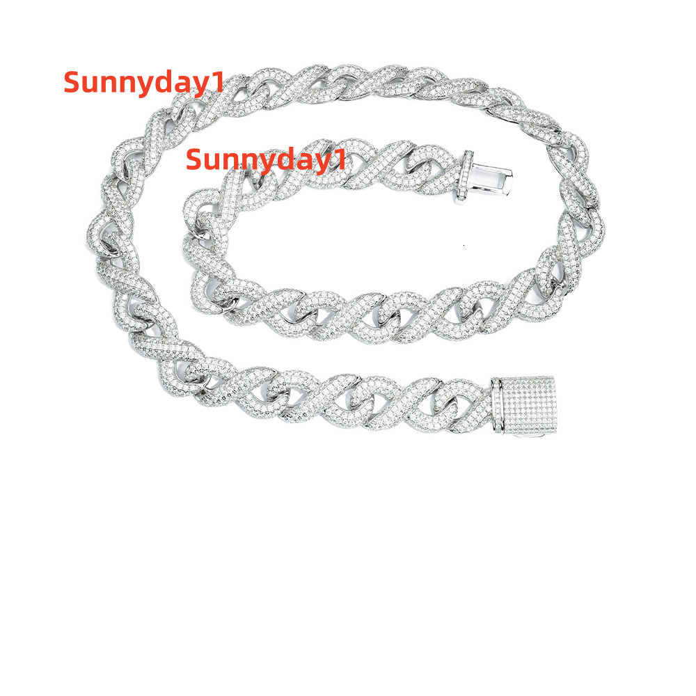 The 2023 Hot Style 15mm Iced Out Hip Hop the Infinity Link Fashion 925 Sterling Silver Moissanite Cuban No8 Cross Chain