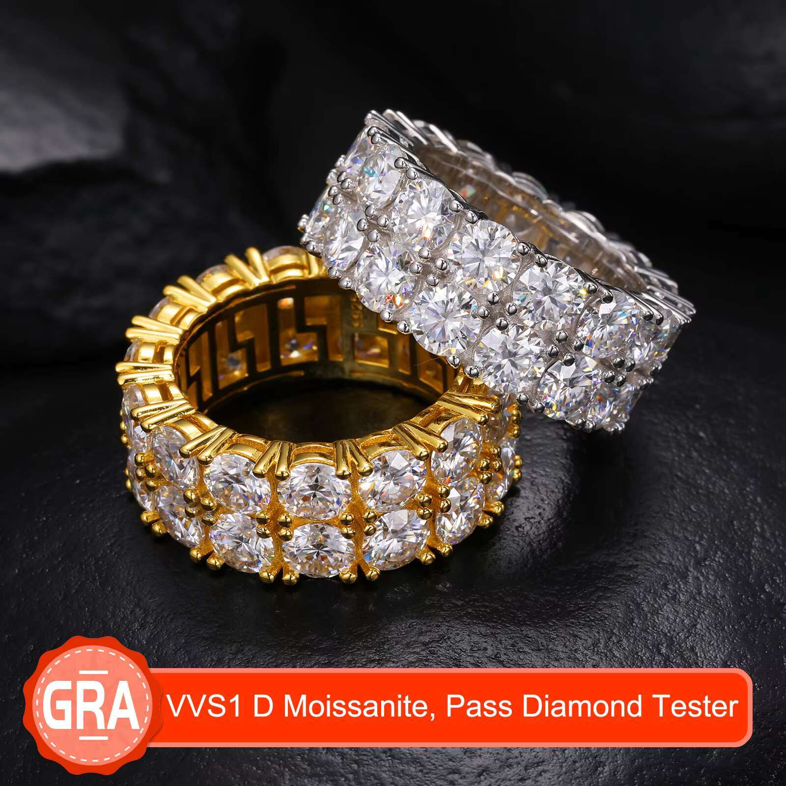 5.0mm/0.5ct Custom Factory VVS1 D Color Moissanite Jewelry Rings GRA Certified 925 Sterling Silver