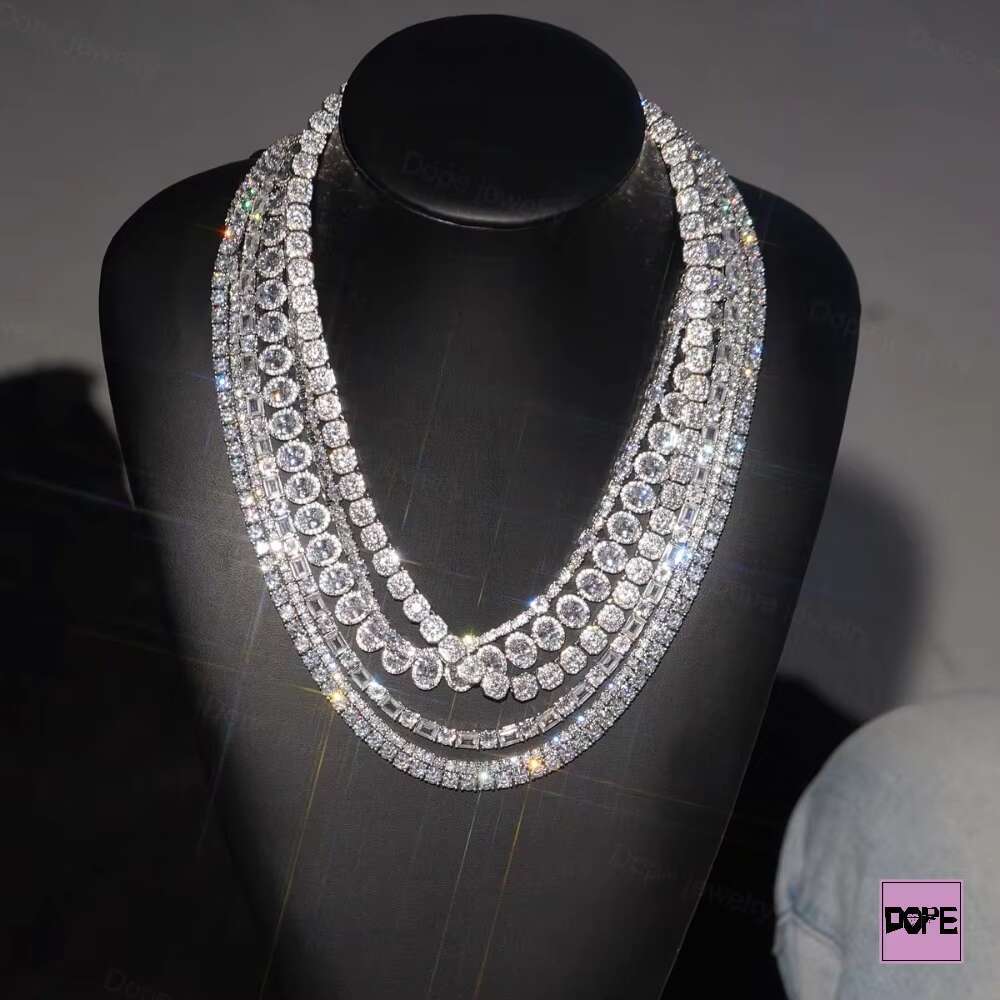 5mm Tennis Necklace 925 Sterling Silver Diamond Necklace Iced Out Dope Moissanite Tennis Chain