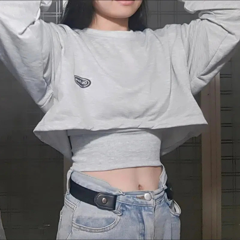 Women Solid Color O-neck Long Sleeve Hoodie Sweatshirt Fashion Ladies Streetwear Slouch Pullover Jumper Tops 250410