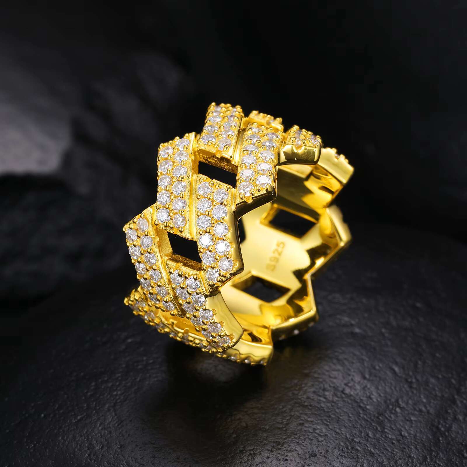 Factory-Crafted VVS1 D Color Moissanite Street Swagger Jewelry Rings GRA Certified with Pass Diamond Tester