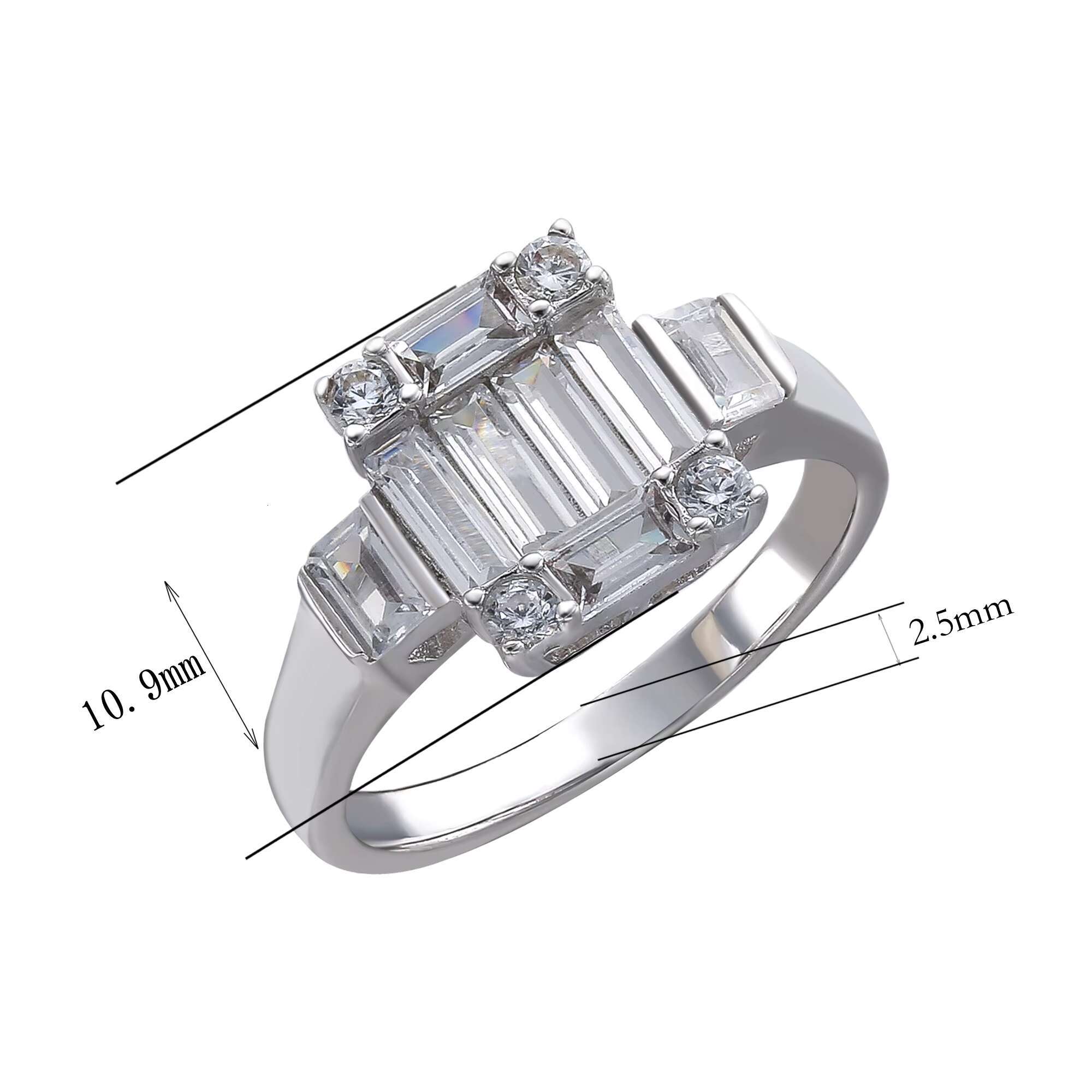 Rectangular Moissanite Lab Grown Diamond Ring Fine Rings Women Dainty S925 Sterling Silver Vintage Diamond Jewelry Ring