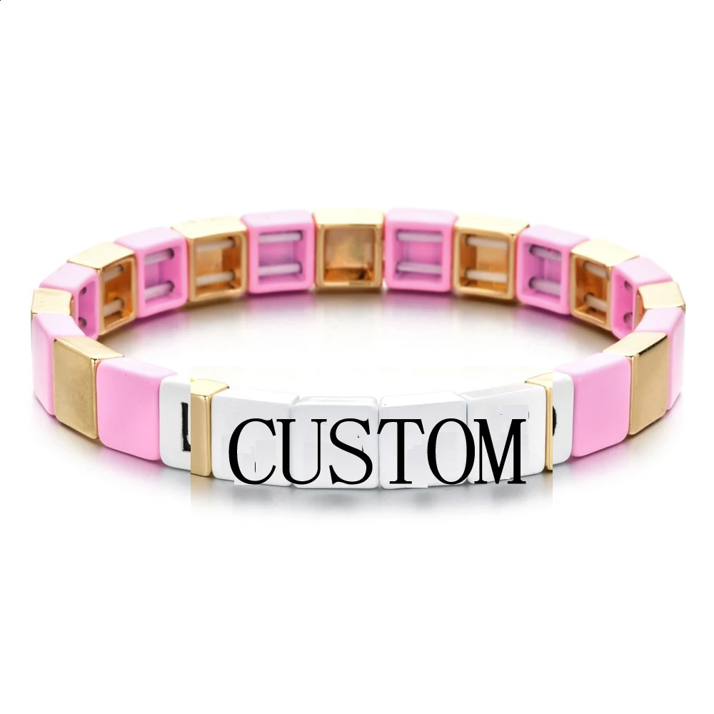 Gold silver metal enamel bracelet custom name DIY letter bracelet Bohemian womens number bracelet bead bracelet Pulsera 250408
