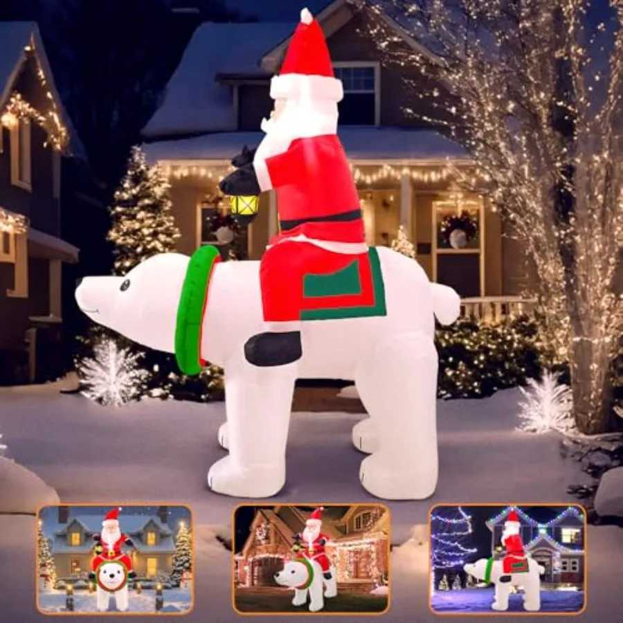 Christmas 6FT Christmas Inflatable Santa Claus with Polar Bear Buildin LED Lights Blow up Xmas Inflatables Decoration for Yard Garden Law Y251111