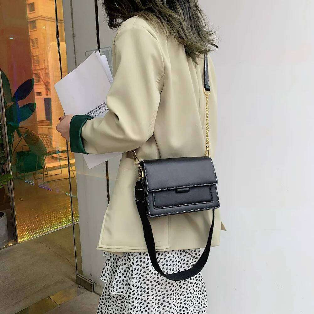 Contrast Color Leather Crossbody Bags For Women Travel Handbag Fashion Simple Shoulder Messenger Ladies Small Flap Bag