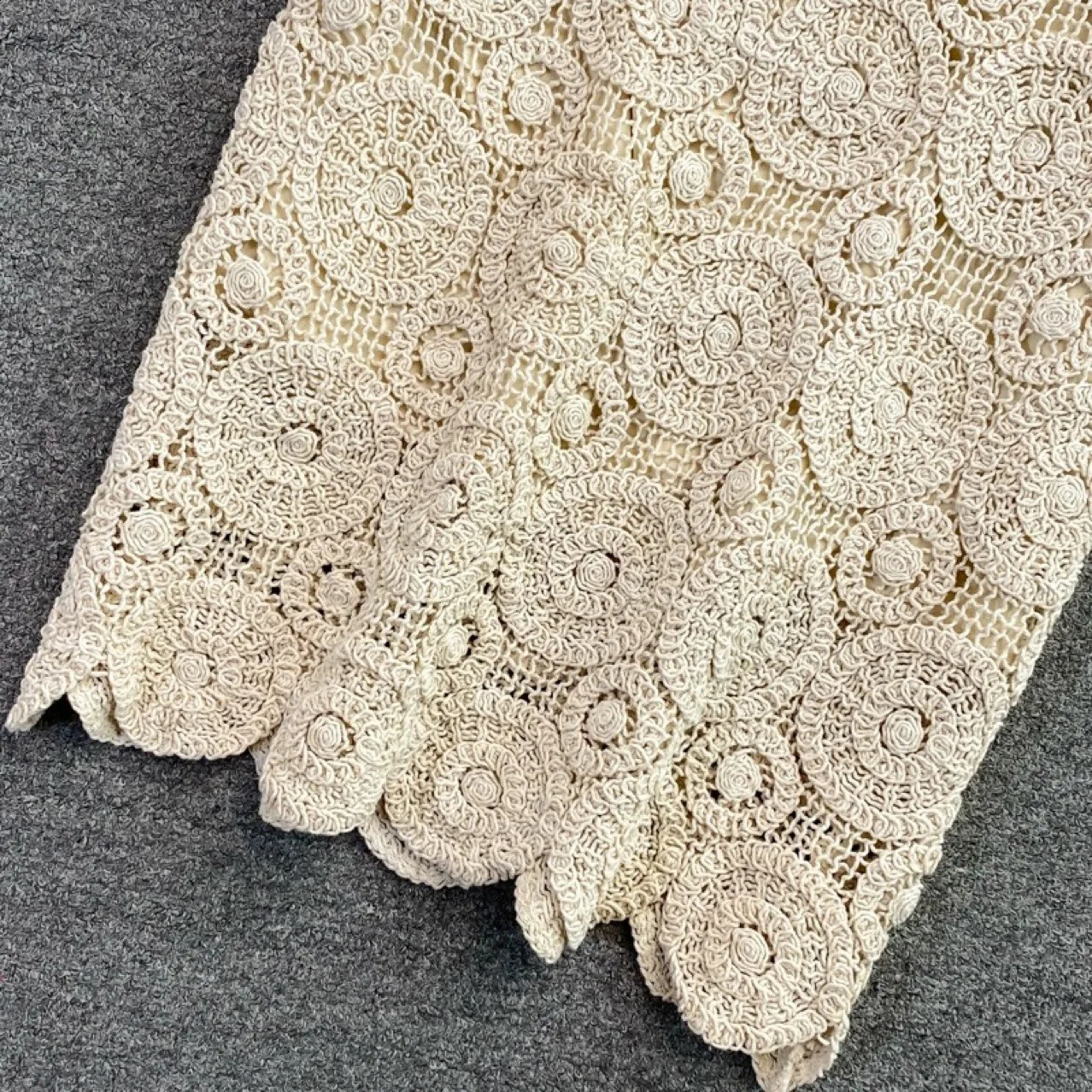 Mini Womens Knitted Leather 2024 Retro SpringSummer High Waist Hollow Hooked Lace Rok ROPA Mujer 250407