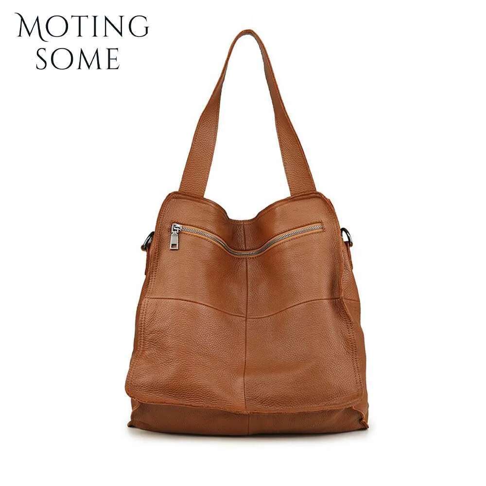 Designer Bag Motingsome Oversize High Quality Cowhide Handbag And Purses Large Capacity Casual Shoulder Hobo Bag Roomy Leather Tote