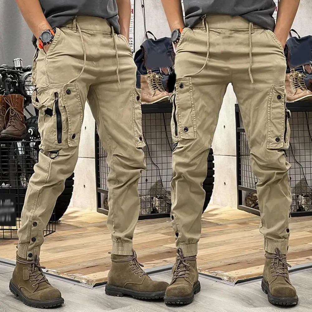 Cargo Pants for Mens Elastic Casual Trousers Zipper Multi-Pocket Joggers 251110