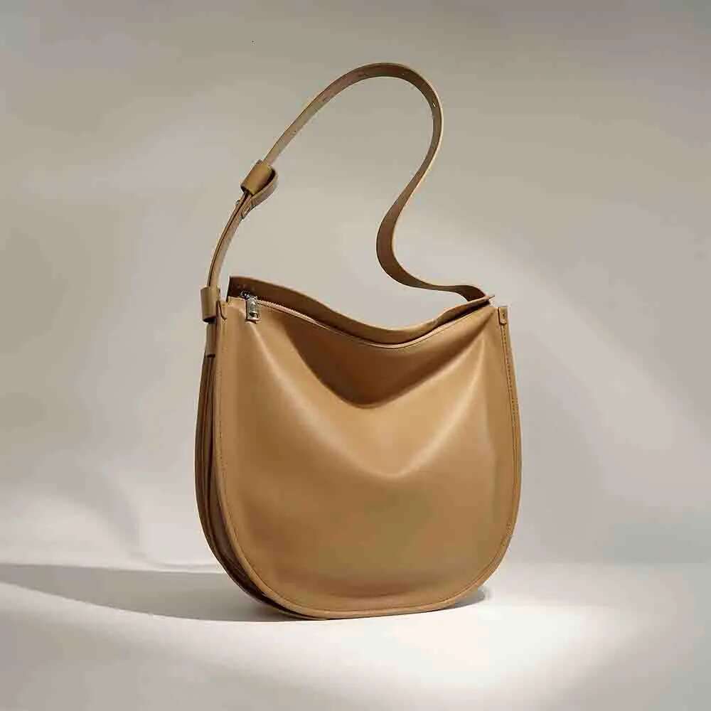 MS Retro Women Shoulder Saddle Genuine Leather Big Capacity Chic Lady Office Work Underarm Tote Bags Black 2023 New