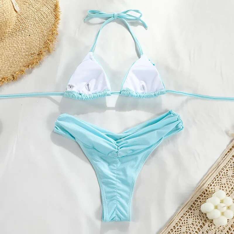 Bandage Bikinis Set Sexy Bikini Sets Solid Swimsuit Women Beachwear 2025 Summer Swimwear High Cut Bathing Suit Beach Biquinis