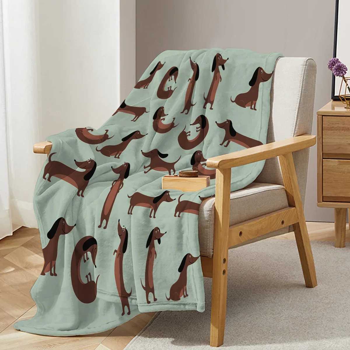 The Dachshund Pose Blanket Printed Throw Blanket Plush Fluffy Flannel Fleece Blanket Soft Throws for Sofa Couch and Bed C251111
