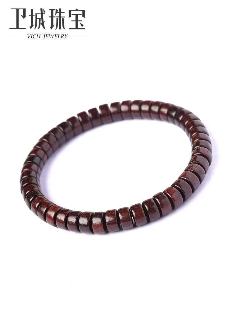 Green Sandalwood Tablet Bead Bracelet Rosewood HandString Single Circle Straight Cut Spacer Gasket Accessories for Men and Women