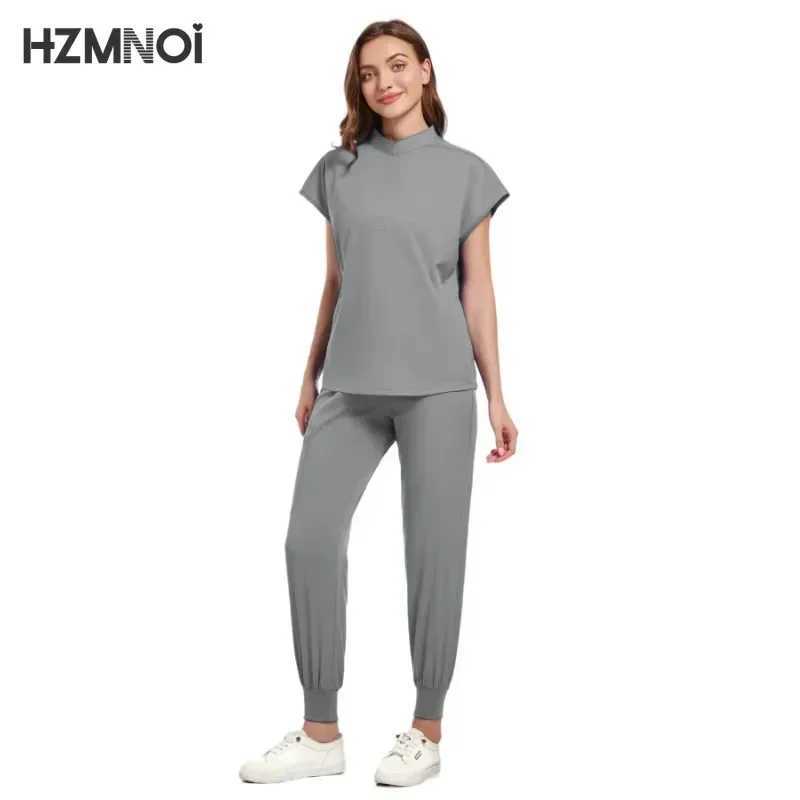New Tops+pant Medical Uniform Surgery Scrubs Shirt Short Slve Pet Shop Doctor Nurse Nursing Uniform Set Women Workwear Scrub X250410