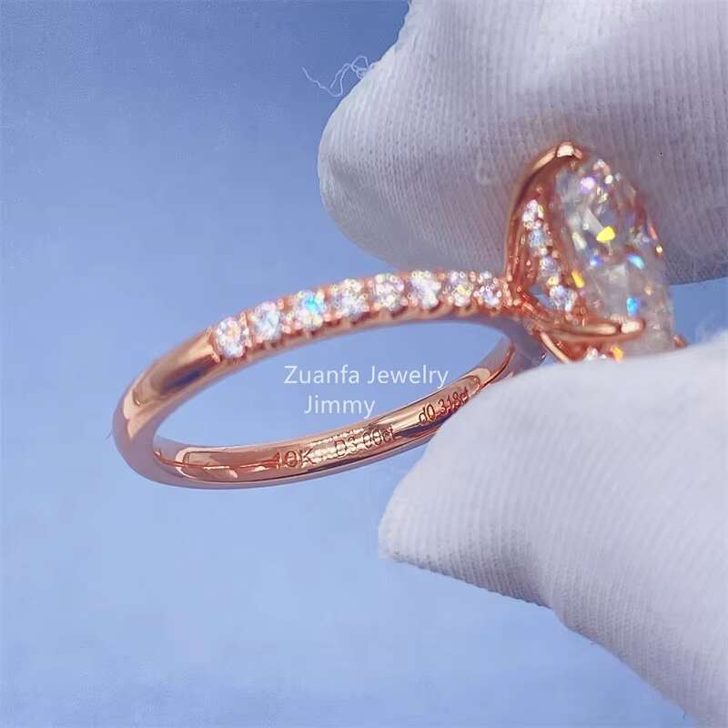 Vintage Boutique 3CT Pear Diamond 10k Solid Rose Gold Moissanite Engagement Ring Wedding Bridal Jewelry