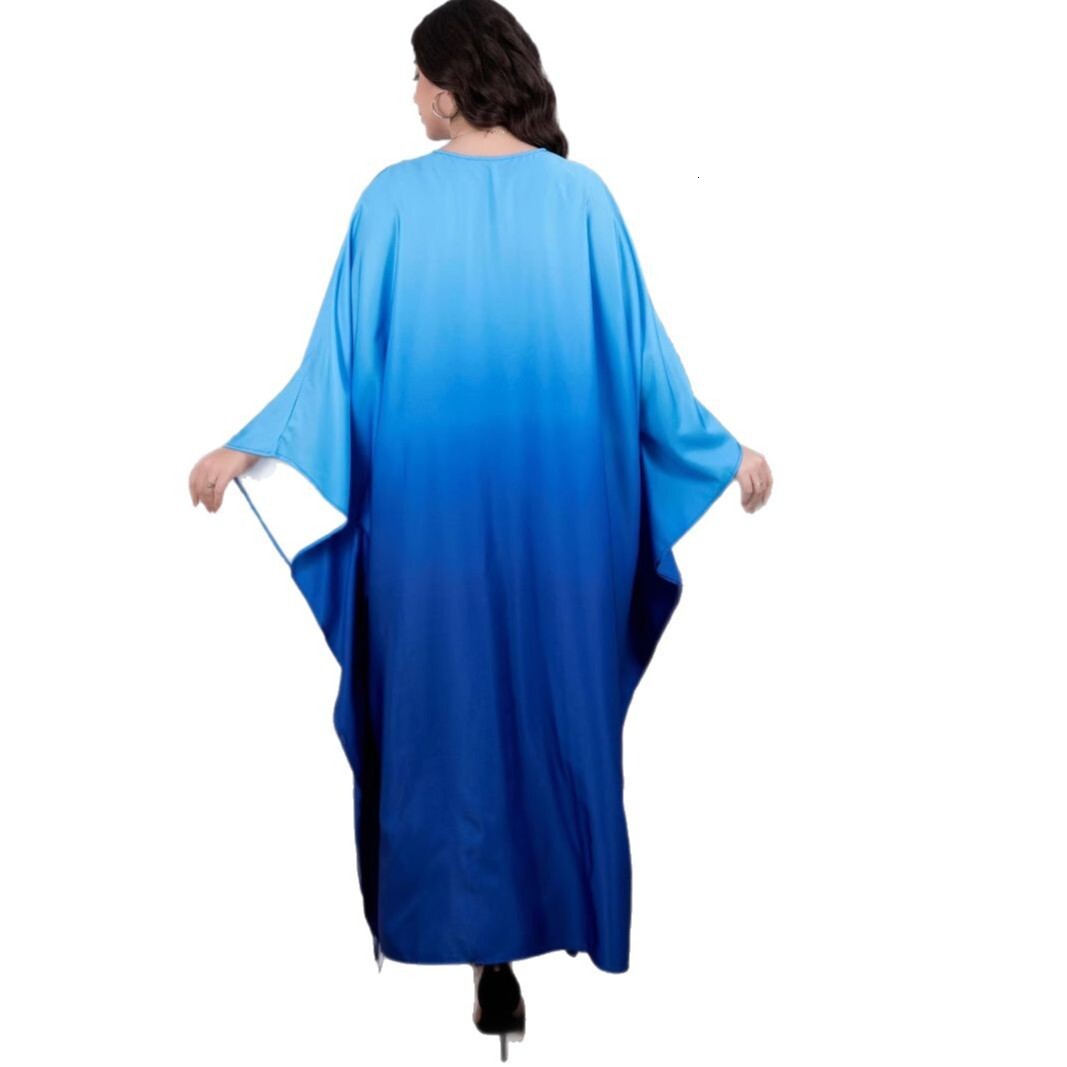 Large size women's Muslim dress, modern fashion, soft light satin, bat robe