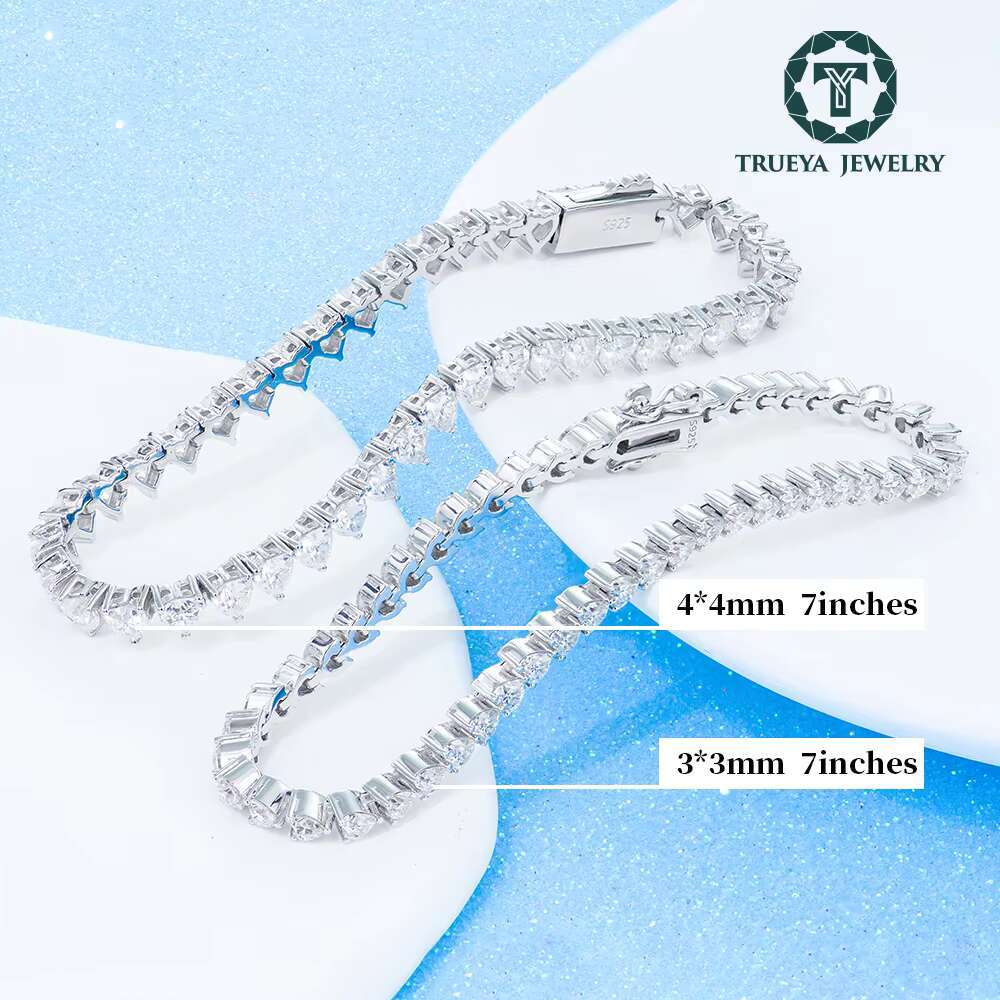 Women HipHop Jewelry Gra Certified Sterling Silver 925 Real Vvs Heart Design Tennis Diamond Mossanite Moissanite Chain Bracelet