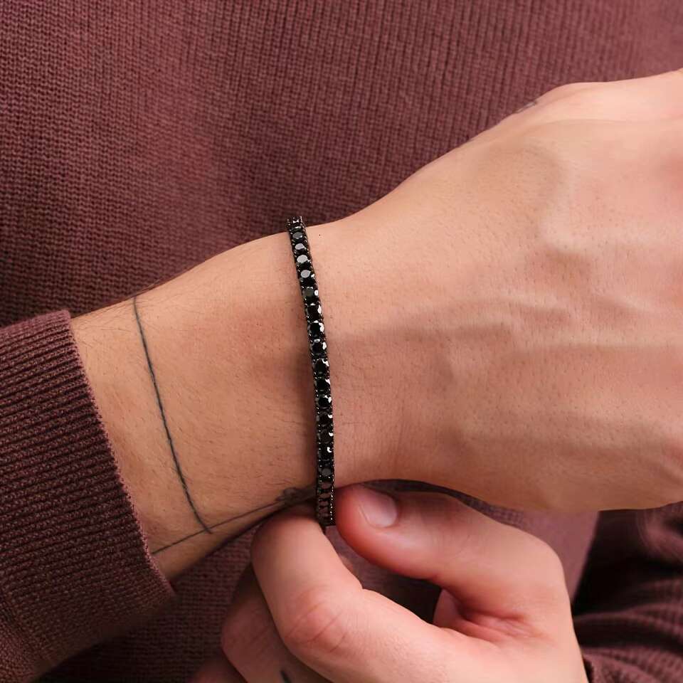 USA Warehouse Black Chain 4mm Men Sparkg Jewelry Round Dia Cubic Zirconia CZ 14K Gold Plated Women Tennis Bracelet