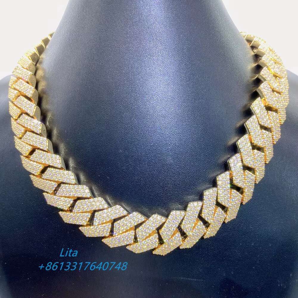 Miami Pass Diamond Tester Vvs Moissanite Diamond Hand Setting 925 Sterling Silver Wholesale Cuban Link Chain