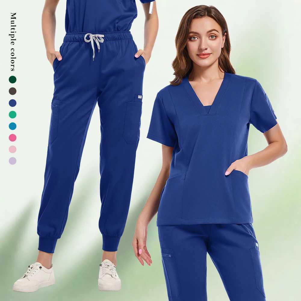 High Quty Soft Elastic Fabric Medical Scrub Sets Blouse and Pants Beauty Sns Dental Hospitals Nurse Vet Working Clothes X250410