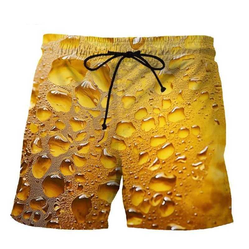 3D printed fun beer beach shorts for men hip-hop cool ultra-fine shorts summer fashion casual swimming shorts mens clothingW250410