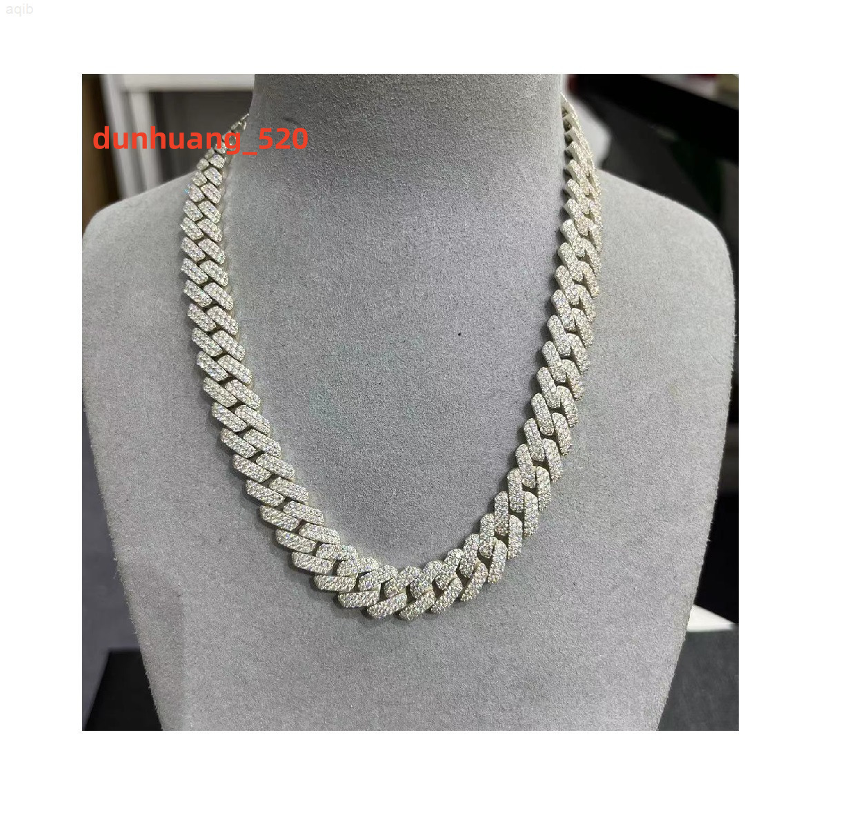 Moissanite Jewelry 925 Silver Vvs Moissanite 12mm Cuban Chain Necklace