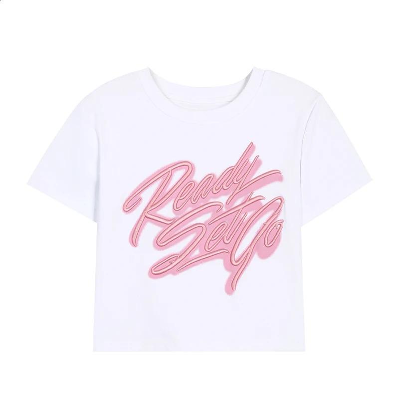 Womens Letter Print T-shirt Loose Plus Size Fashion Summer Hip Hop Street Wear Top Casual All-match O-neck Cotton T-shirt 250411