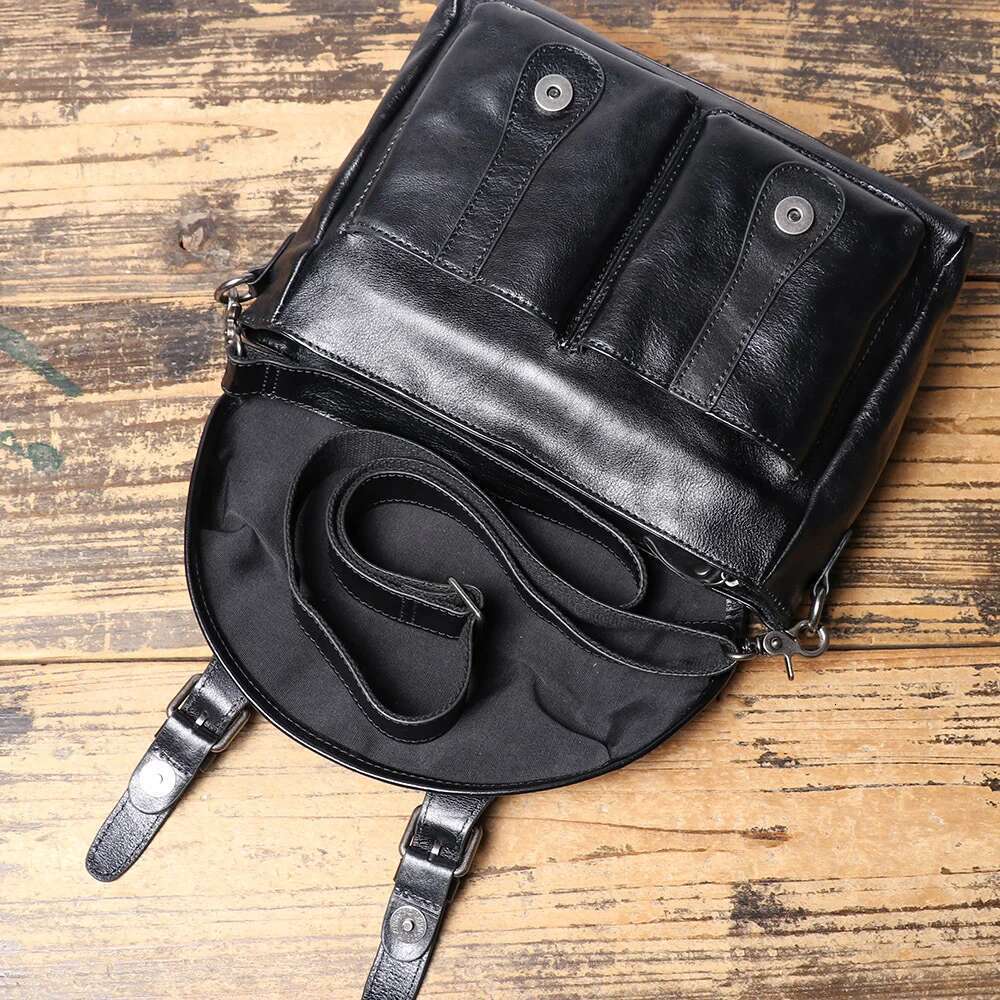 LUOKIR New Handmade Leather Men's Crossbody Minimalist Style, Fashionable Shoulder Bag, Artistic Retro Casual Messenger Bag