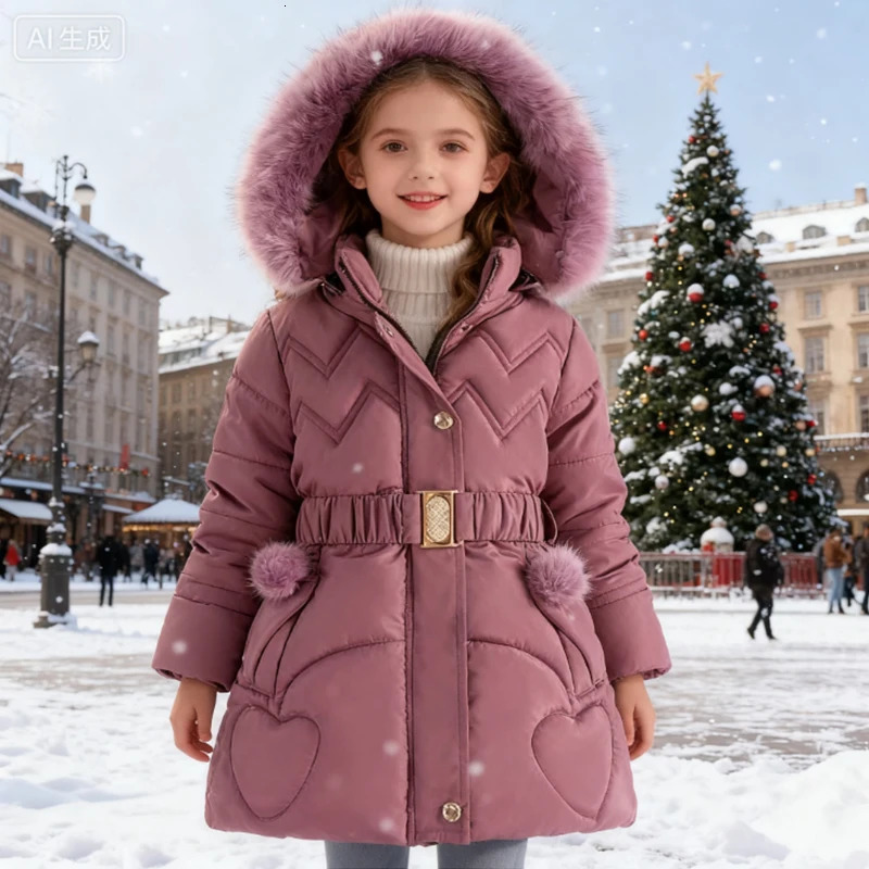 2025 Kids Down Long Outerwear Winter Autumn Teen Cotton Clothes Girls CottonPadded Parka Coats Big Children Thicken Warm Jacket 2501105