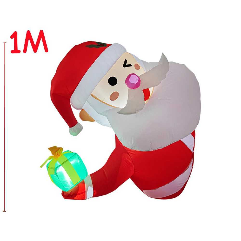 Christmas 1M Christmas Inflatable Santa Claus Built-in LED For Indoor And Outdoor Lawns Windows Beams Roofs Square Holiday Decoration Y251111