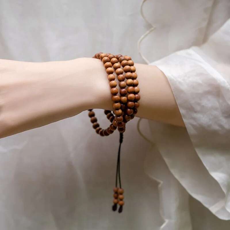 Authentic Indian Mysore Old Mountain Black Bead 108 Beads 8mm Sandalwood Bracelet