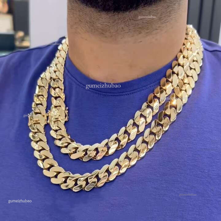 Hiphop 18mm Sier Monaco Miami Custom VVS Moissanite Clasp Plain Cuban k Chain