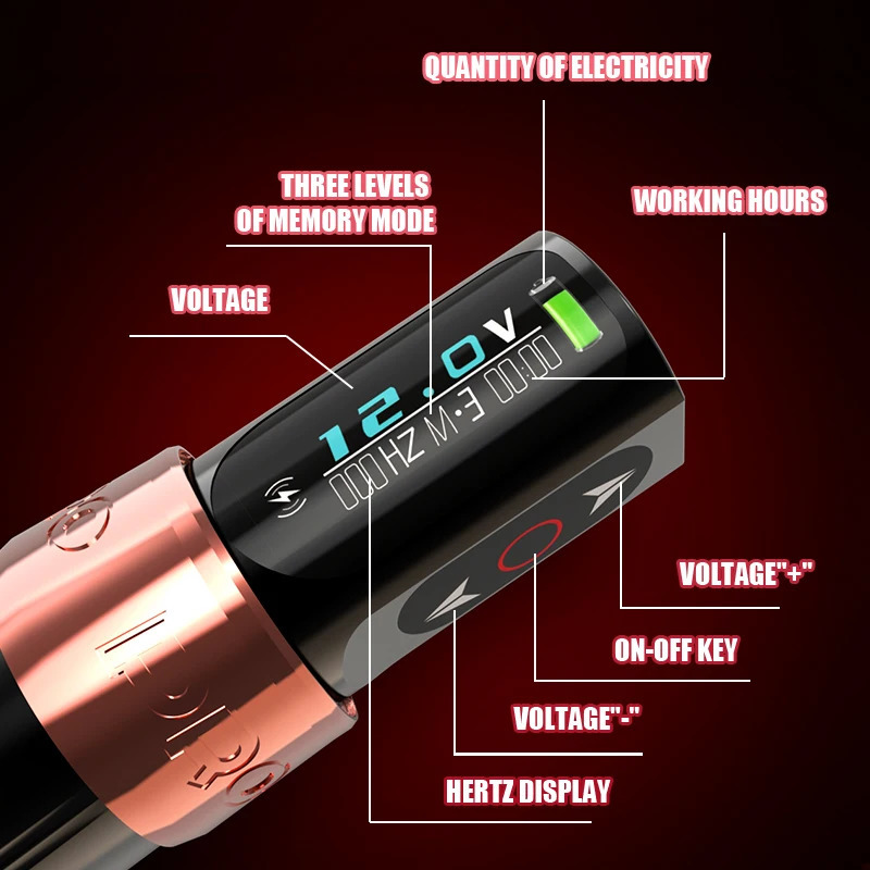 YILONG Rotary Wireless Tattoo Pen Machine 40MM Stroke with 1600MAH DUALBattery Professional Gun for Artist 251103