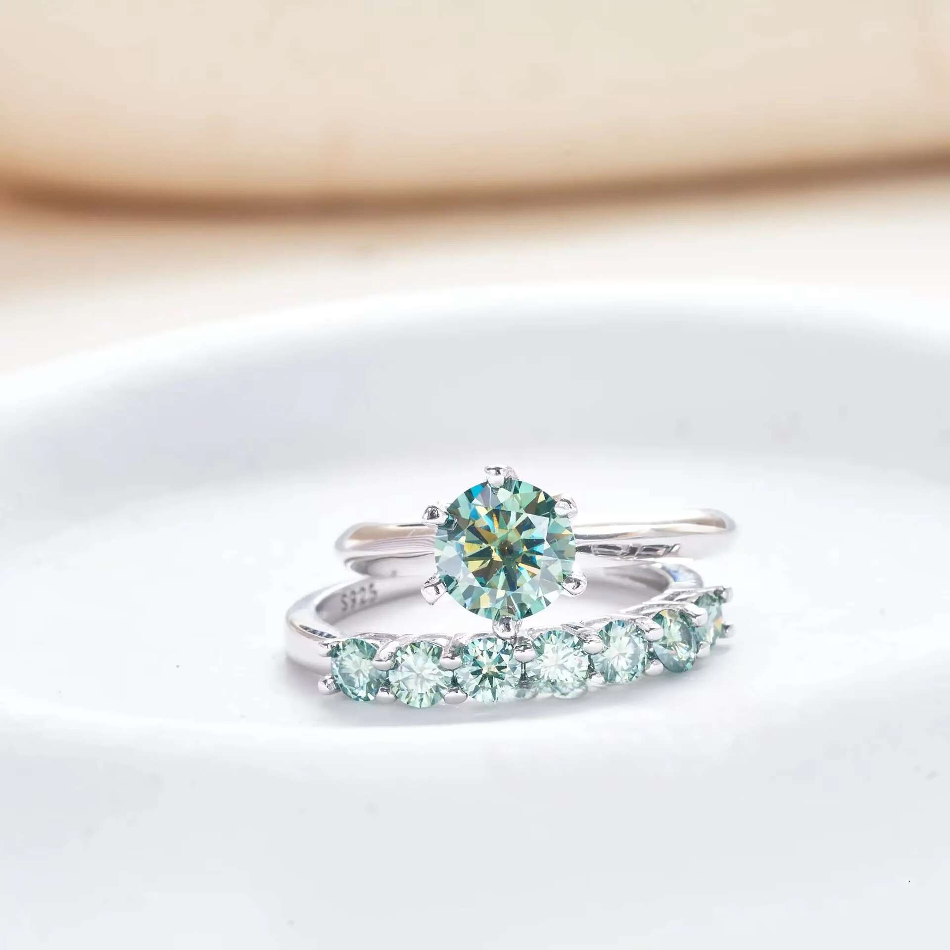 Fine Jewelry Luxury S925 Sterling Silver GRA Certificate 1.7CT Moissanite Ring High Quality Colorful Moissanite Women Ring