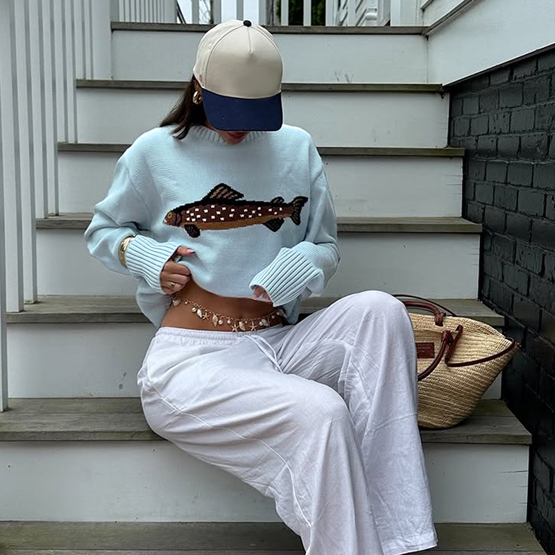 Women's color-block pullover sweater, a long-sleeved, loose-fitting, versatile comfortable sweater is a bestseller, ideal for festivals, vacation