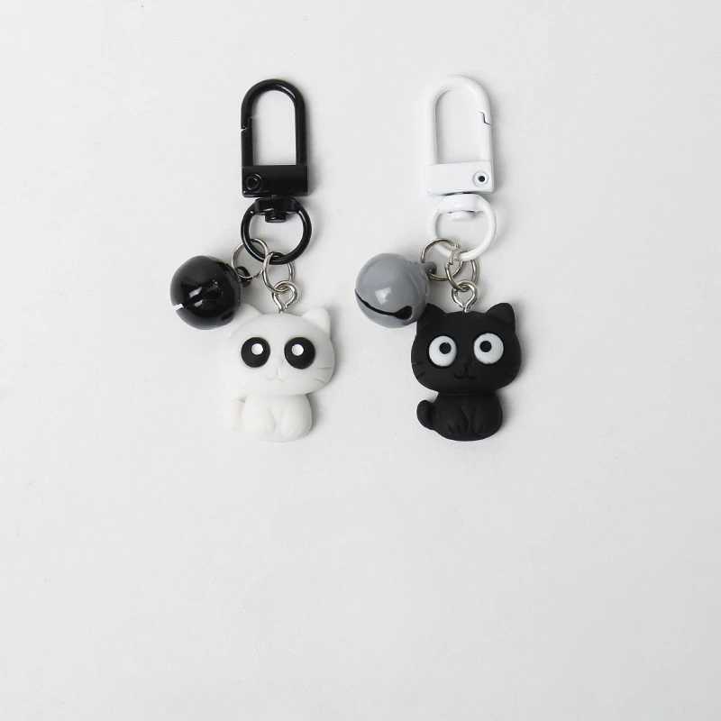 Creative Black and White Cat Cute Versatile Car Keychain Pendant Backpack Pendant Cuet Keychain W250411