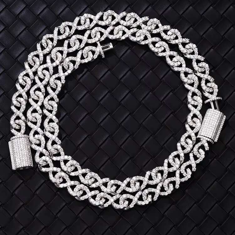 Customuzed High End Cuban Chain 9mm Sterling Silver VVS D Color Moissanite Diamond Cuban Chain Link for Hip Hop Jewelry Gift