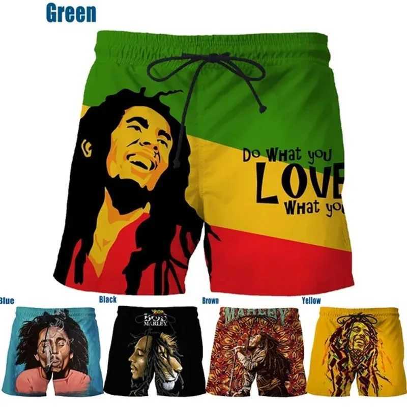 Rock Singer Bob Marley Reggae Rasta Pattern Board Shorts 3D Printed Mens Outdoor Leisure Sports Gym Shorts Mens Swimming RelayW250410
