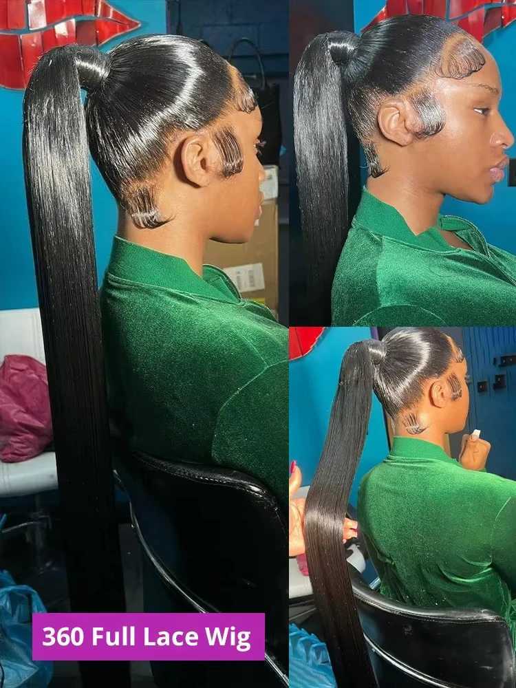 40 46 50 Inch Raw 13x6 HD Transparent Bone Straight Lace Frontal Human Hair Wigs 200 Density 360 Full Lace Front Human Hair WigT251111